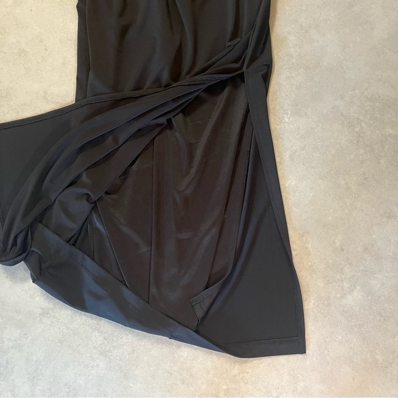 Dynamite Black Dress. Small. Long. Lined. Cut outs on the top. Stretchy. Slit. - Picture 4 of 5